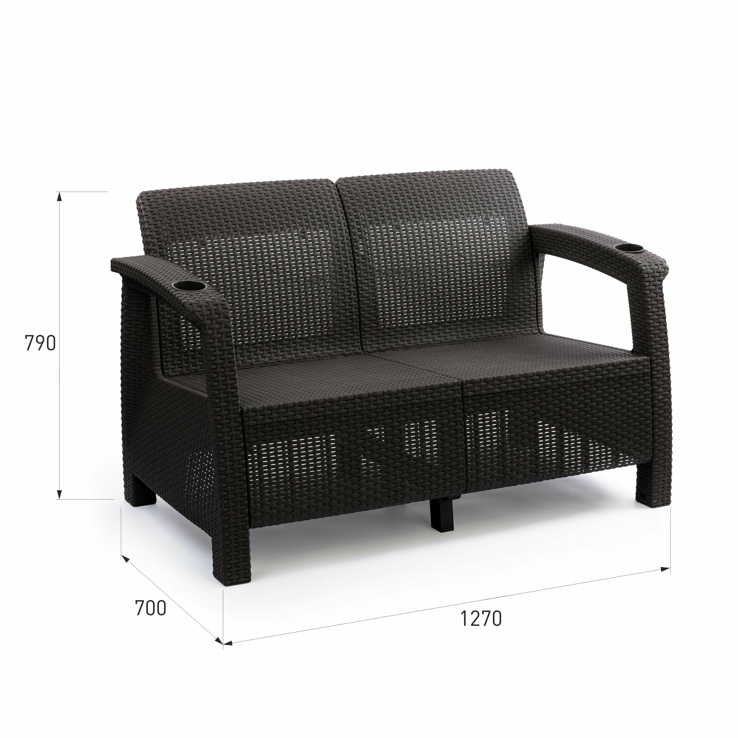 Комплект мебели YALTA CORNER RELAX 3 (Ялта) темно-коричневый (без подушек) из пластика под фактуру иск. ротанга - фотография № 3