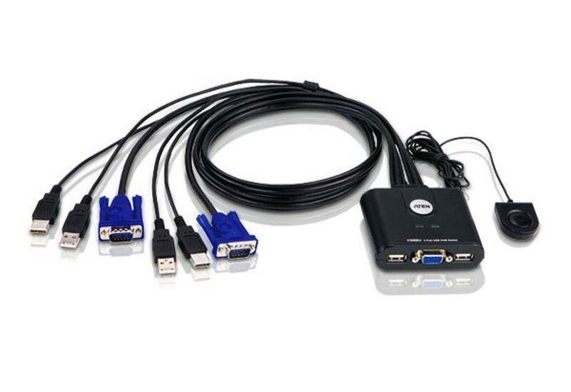 KVM переключатель ATEN CS22U / CS22U-AT, 2-портовый USB, VGA кабельный KVM коммутатор с... ATEN CS22U-AT