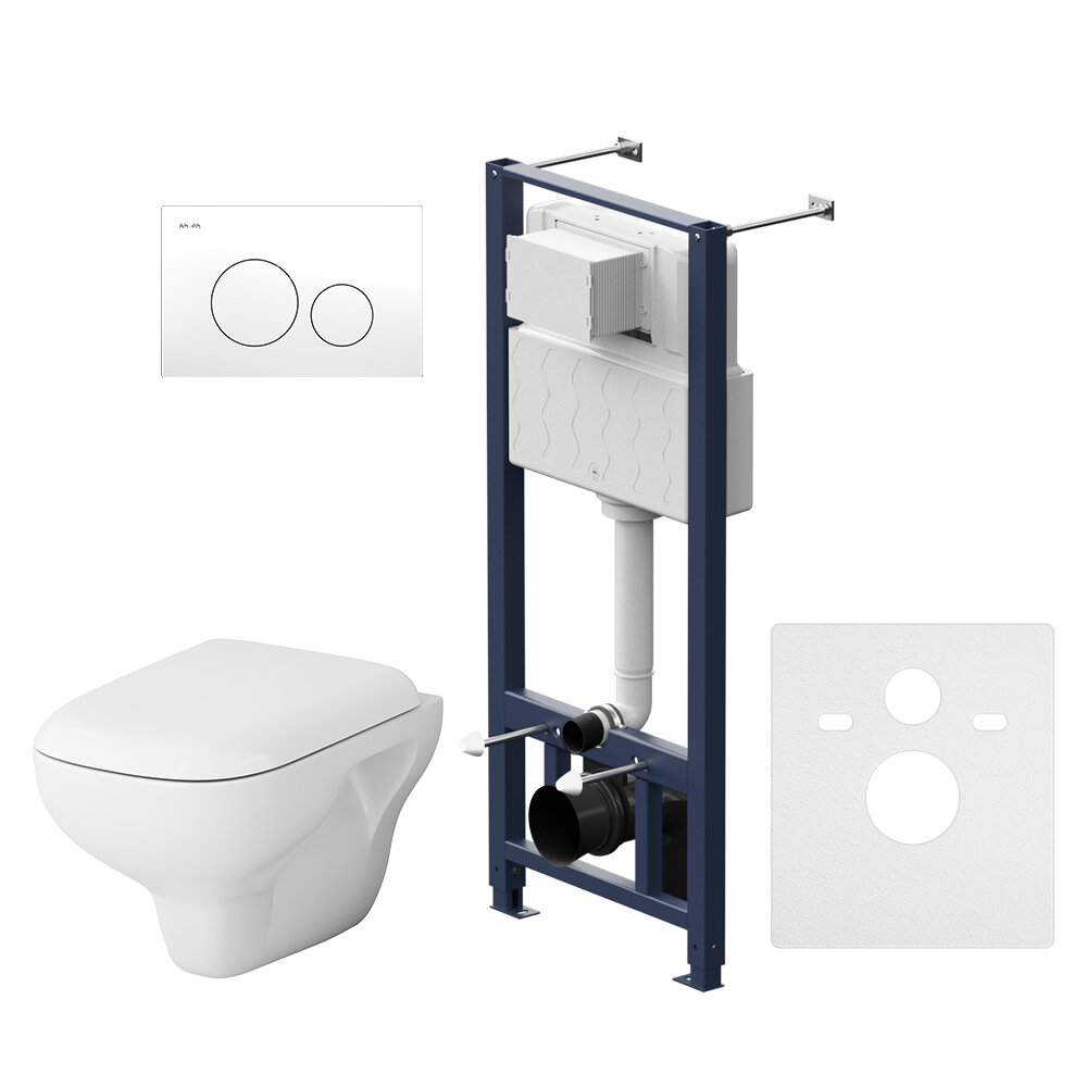 Инсталляция с подвесным унитазом Am.Pm FlashClean, с сиденьем микролифт и клавишей AM.PM Like IS49001.801700