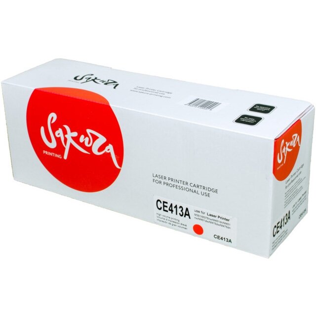 Картридж SAKURA CE413A для HP Laserjet Pro 400 Color M451DN/M451DW/451NW/MFP M475DW/M475DN, Laserjet 300 color MFP M375NW, пурпурный, 2600 к.