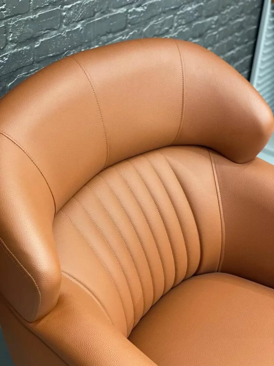 Кресло Carbon/металл, массив, искусственная кожа/коричневый, золотой/80x88x92 см - фотография № 4