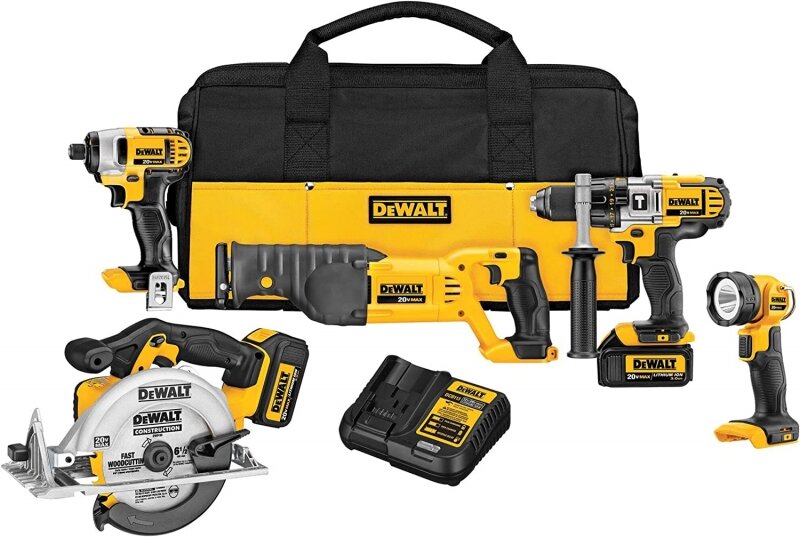 Набор инструментов DEWALT 20V MAX Cordless Drill Combo Kit 5-Tool (DCK592L2) Электродрель шуруповерт электропила электролобзик фонарь