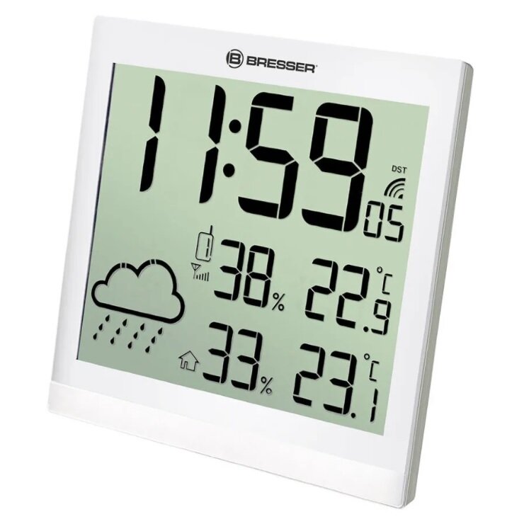 BRESSER метеостанция ClimaTemp JC LCD Настенные часы - белая