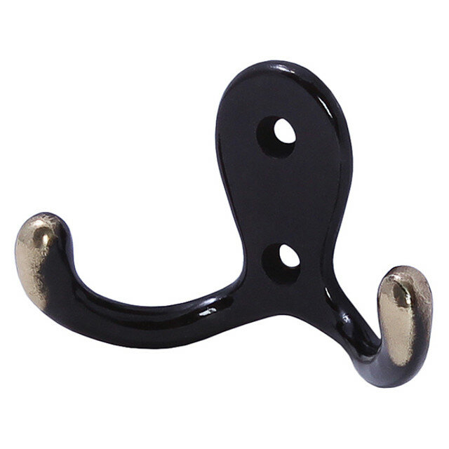 фото Крючок 2-х рожковый цинк сплав антик латунь