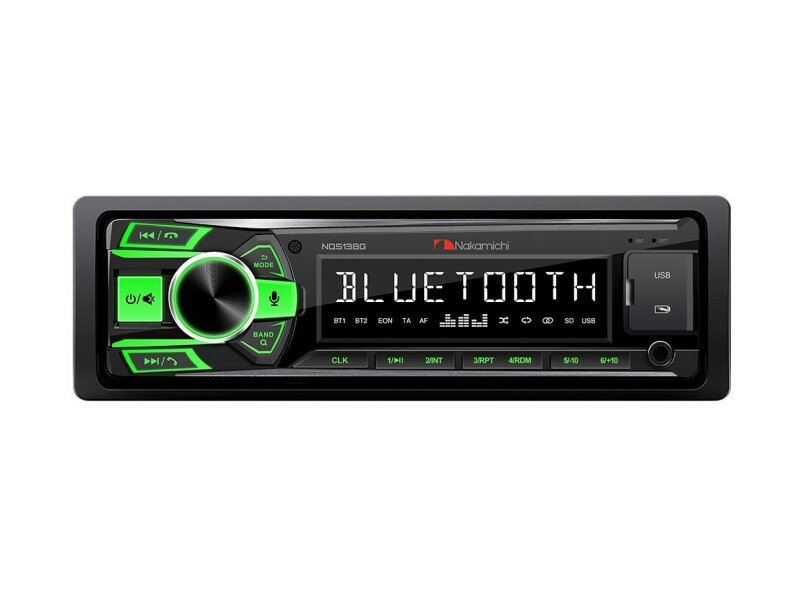 Автомагнитола Nakamichi NQ513BG медиа-ресивер 1din USB, AUX, BT, FLAC, MP3, 4*50 Вт, зеленый