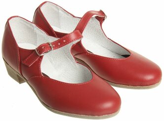Туфли народные женские, длина по стельке 22 см, цвет красный