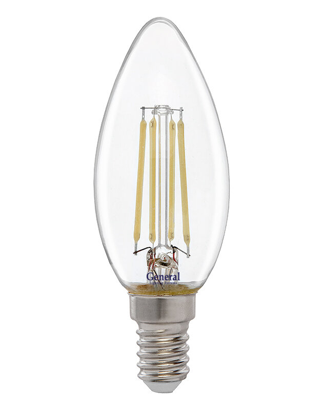 Лампа светодиодная GENERAL ECO FILAMENT Свеча 10 Вт E14 4500K 790 Лм (GLDEN-CS-10-230-E14-4500)