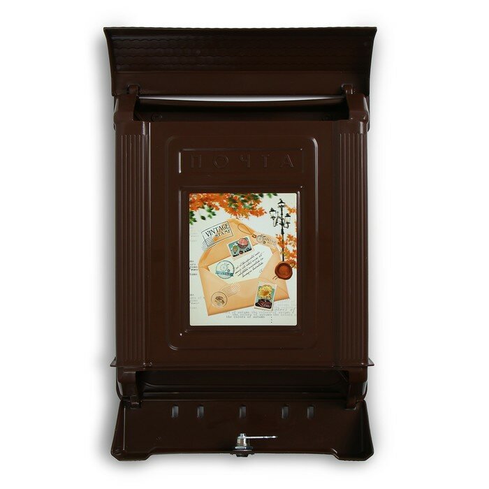 Ящик почтовый, пластиковый, «Декор», с замком, коричневый - фотография № 3