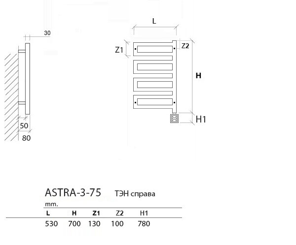 ASTRA-3 водяной дизайн-радиатор 70x50 см Черный - фотография № 3