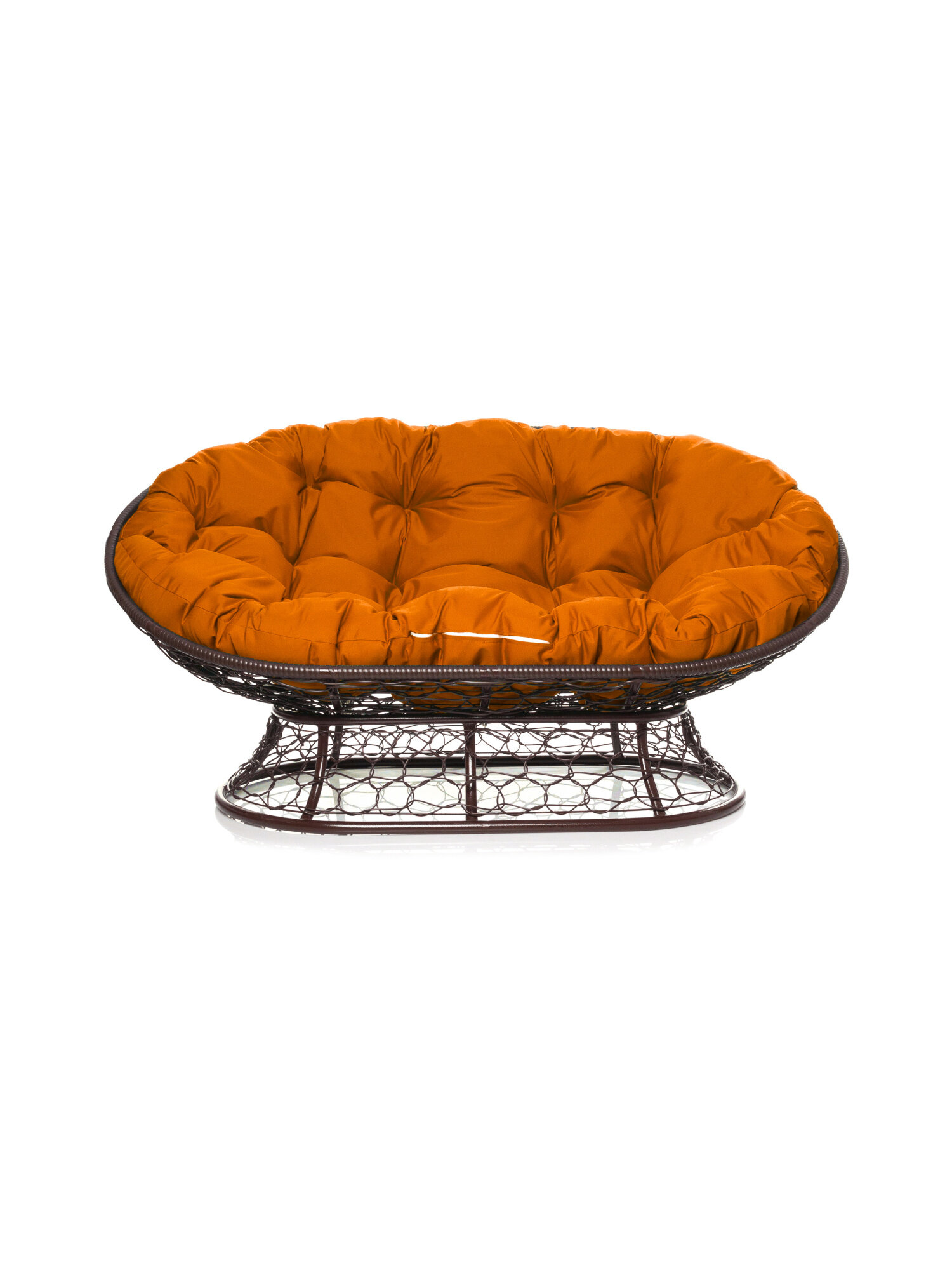 Диван M-group мамасан с ротангом коричневое оранжевая подушка