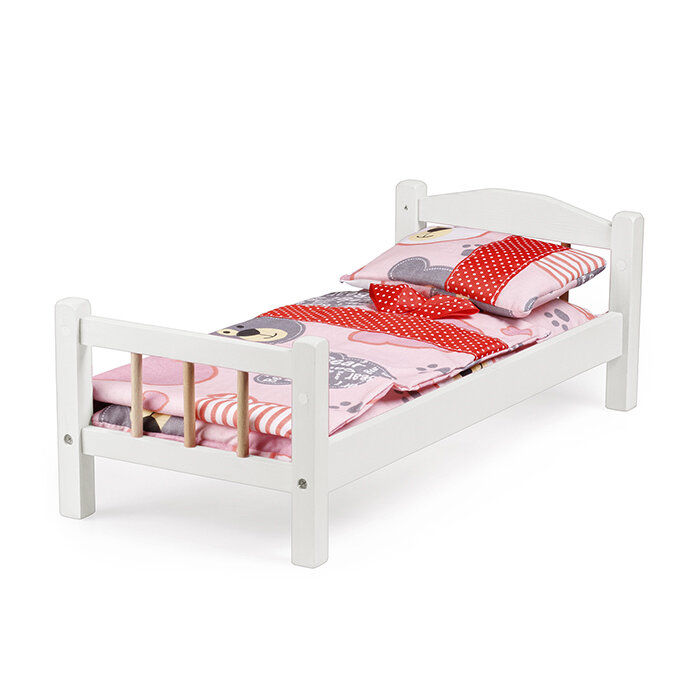 Кроватка для кукол Тутси с двумя спинками (белый, дерево), 48х22х15,5 см 1-298-2021