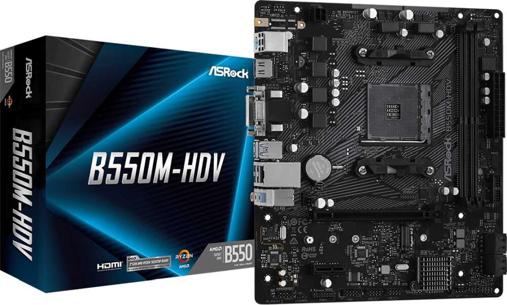 Материнская плата Soc-AM4 Asrock B550M-HDV 2хDDR4, mATX