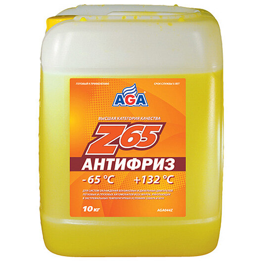 Антифриз, AGA, AGA044Z, желтый (-65/+132), готовый, 10 л.