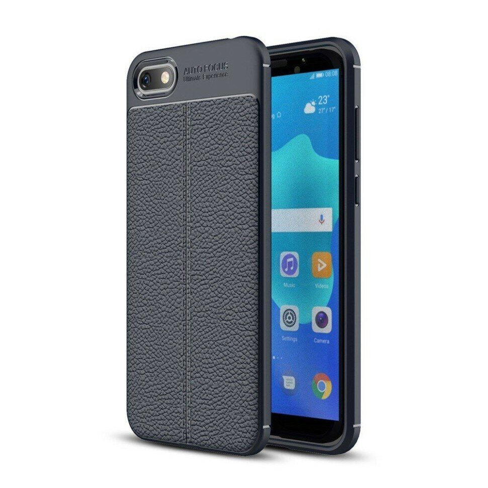 фото Чехол-накладка Litchi Grain для Huawei Y5 Prime (2018) / Y5 lite (2018) / Huawei Honor 7A (DUA-L22) Российская версия (темно-синий)