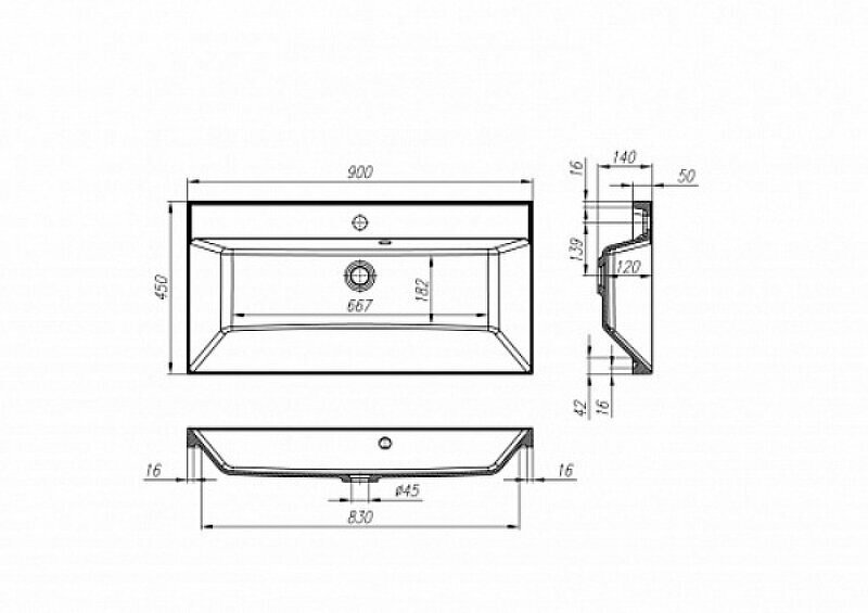 Мебельная раковина BelBagno BB900/450-LV-MR-AST - фото №2