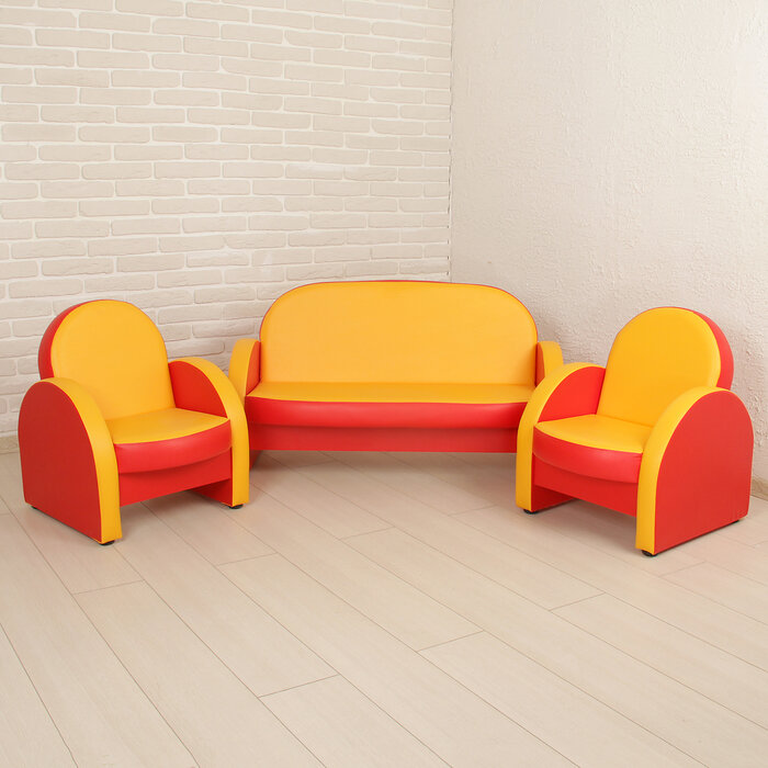 Комплект мягкой мебели «Агата», цвет красно-жёлтый - фотография № 1