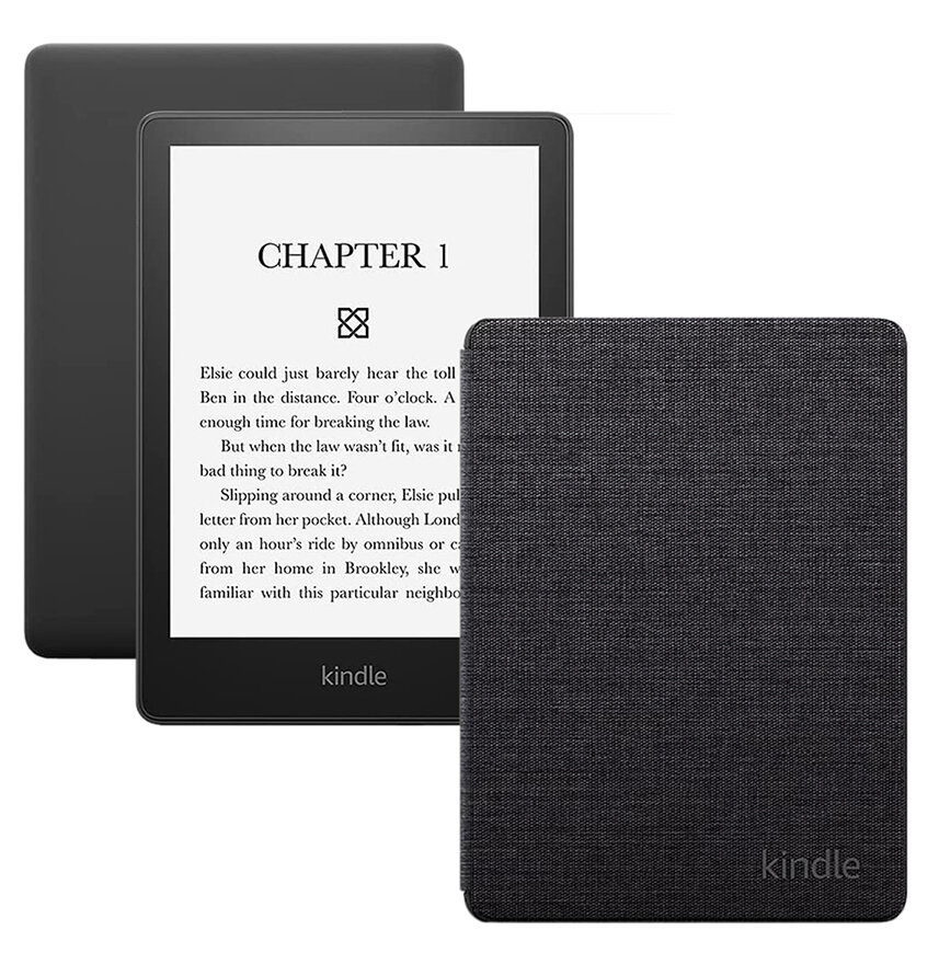 Электронная книга Amazon Kindle PaperWhite 2021 8Gb black Ad-Supported + фирменная обложка Ткань Black