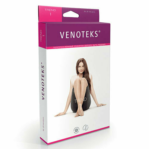 VENOTEKS Х0061367 Компрессионные гольфы VENOTEKS TREND 1C105 (1 класс, прозрачные) (XXL / Бежевый / Закрытый)