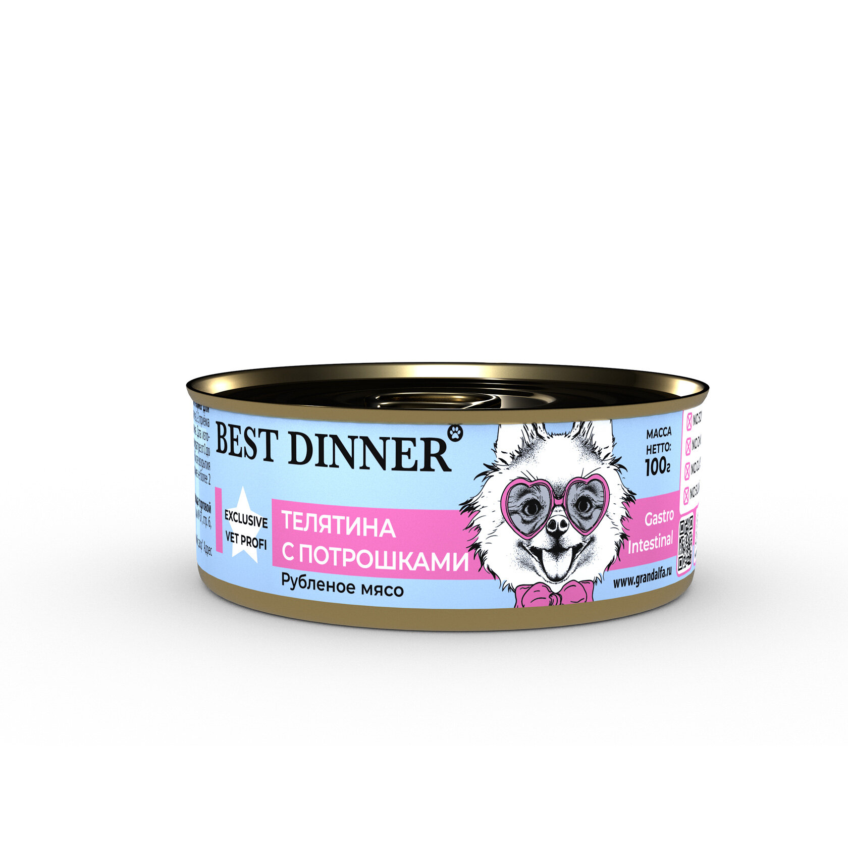 фото BEST DINNER Vet Profi Exclusive Gastro Intestinal Корм влаж.телятина с потрошками д/собак конс.340г