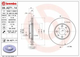 Диск тормозной передний вентилируемый Suzuki Splash/Swift III 05> Opel Agila 08>14 BREMBO 09A27111