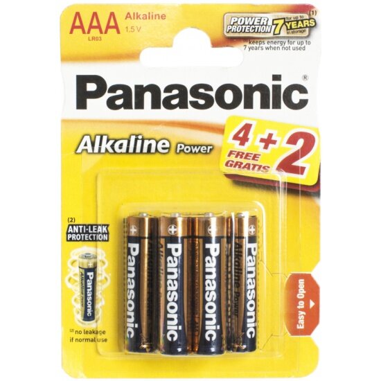 Элемент питания Panasonic Alkaline Power LR03 AAA бл 6