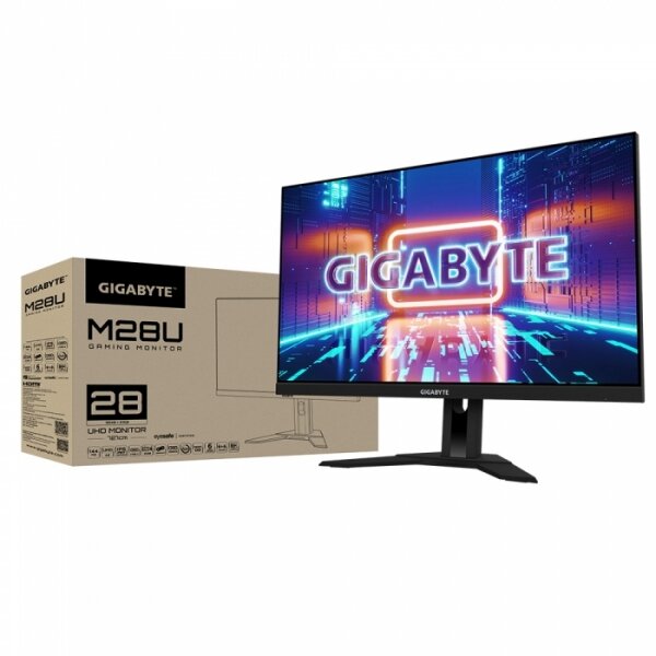 28" Gigabyte M28U-EK Gaming monitor Black (IPS, 3840x2160, HDMI+HDMI+DP, 2,26 ms, 178°/178°, 300 cd/m, 1000:1, 2xUSB3.0, USB Type-C, 144Hz, MM) (20VM0-M28UBA-1EKR)