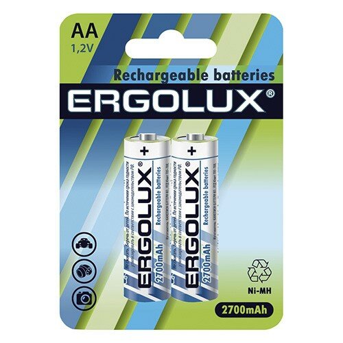 Ergolux Аккумулятор AA-2700mAh Ni-Mh BL-2 NHAA2700BL2, аккумулятор,1.2В 2 шт. в уп-ке