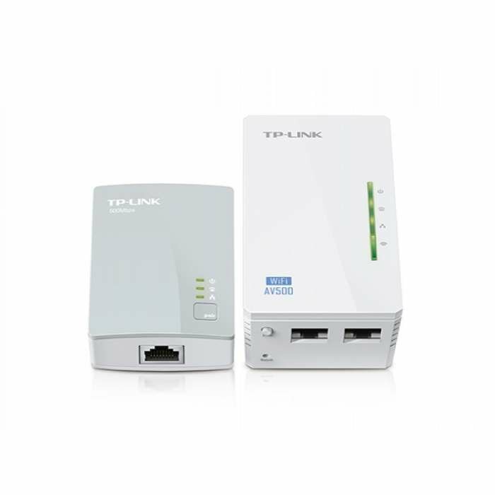 TP-Link AV500 Комплект адаптеров Powerline с функцией усилителя беспроводного сигнала, скорость до 300 Мбит/с