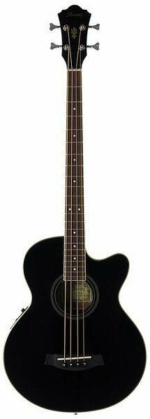 IBANEZ AEB8E BLACK электроакустическая бас-гитара цвет черный нижняя дека и обечайка махогани верхняя дека ель гриф махагони накладка палисандр