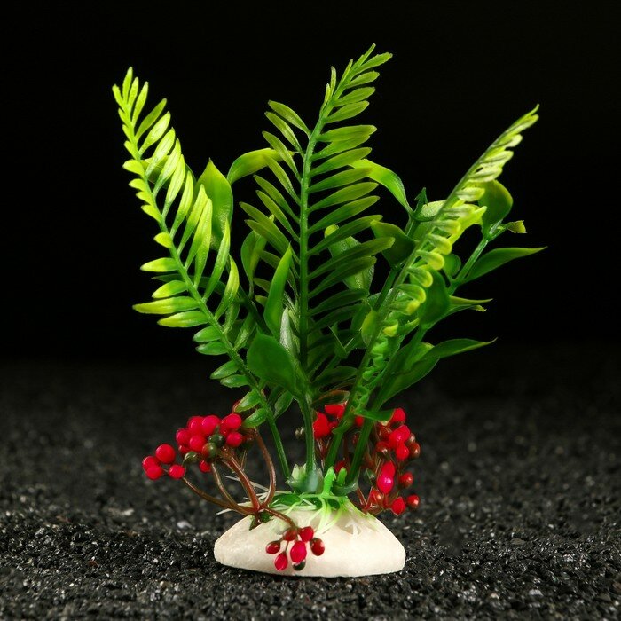 Растение аквариумное Пижон Аква искусственное, 18х9х14 см, красное - фотография № 3