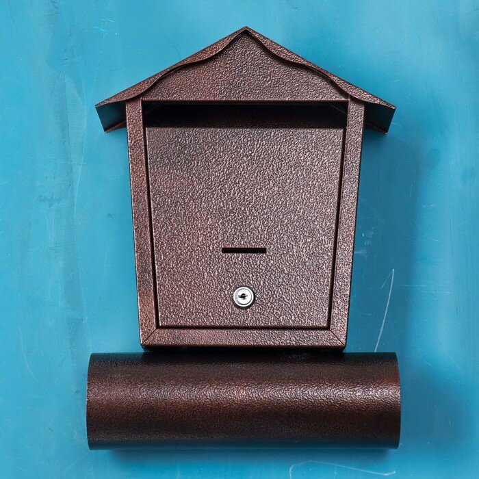 Ящик почтовый с замком, «Домик», медный - фотография № 2