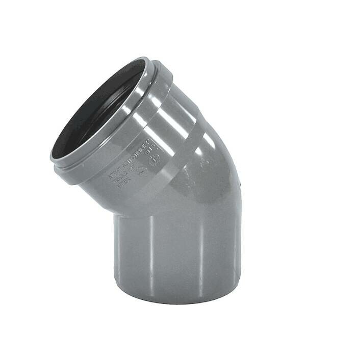 фото Отвод НПВХ серый Дн 110х45гр б/нап в/к ТУ 6-49-33-92 Агригазполимер