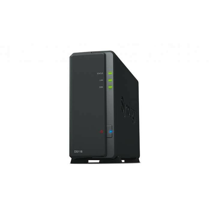 СХД Synology DS118 DC1,4GhzCPU/1Gb/upto 1HDD SATA(3,5'')/2xUSB3.0/1GigEth/iSCSI/2xIPcam(upto 15)/1xPS ( Система хранения данных )