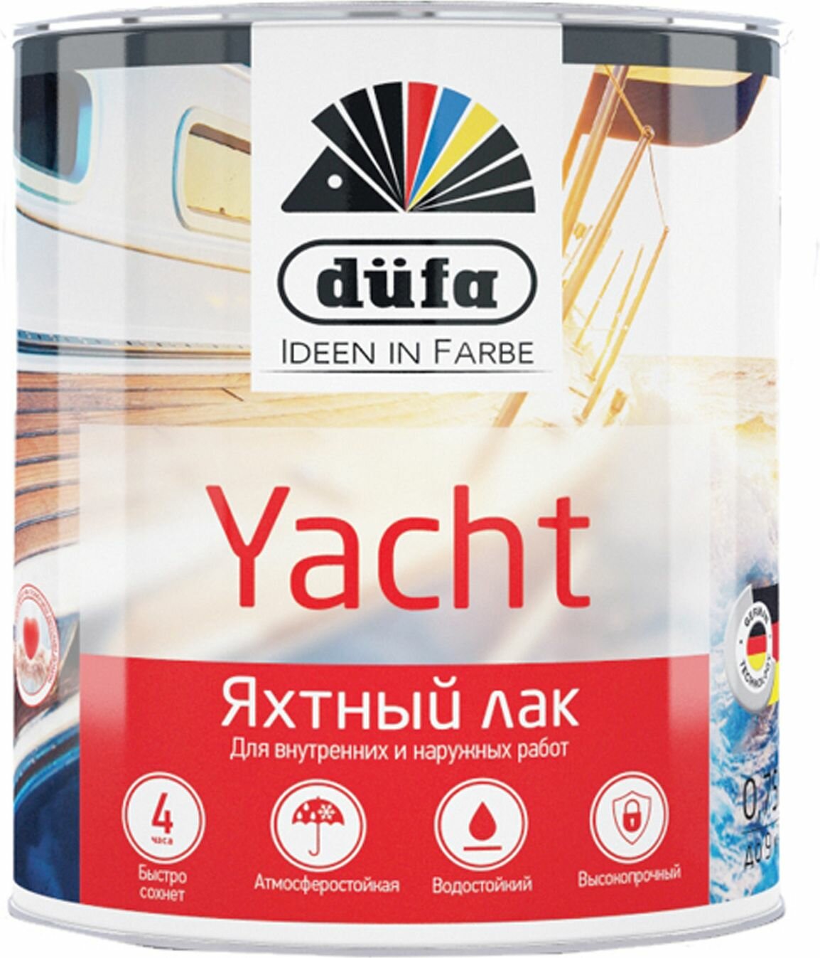 Лак алкидно-уретановый яхтный Dufa Yacht бесцветный 075 л полуматовый