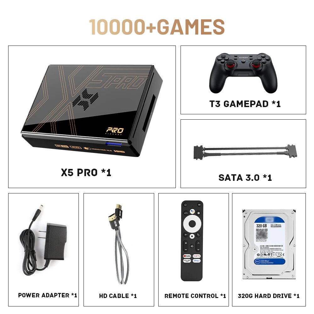 Ретро игровые консоли Kinhank, супер консоль X5 PRO Plug and Play 4T с 16000 играми для PS2/WII/SS/DC/N64 Android 12 TV Box