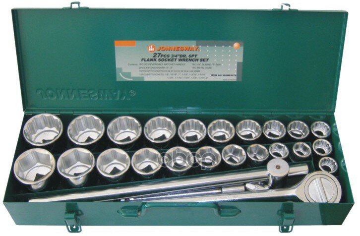 S04h6327s_набор Головок Торцевых! 3/4''Dr, Дюймов 12Гр. Sae 7/8''-2'', Метрич 6Гр. 22-50Мм, 27Пр. Jonnesway арт. S04H6327S