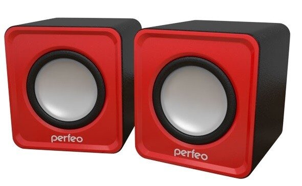 Акустическая система Perfeo Wave красная PF-128, 2.0, 2х3 Вт, USB