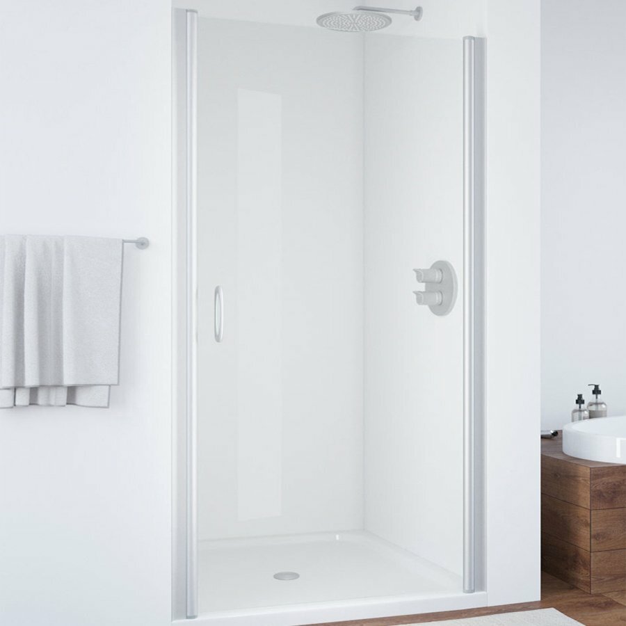 фото Vegas Glass Душевая дверь в нишу Vegas Glass EP 95 07 01 профиль матовый хром, стекло прозрачное