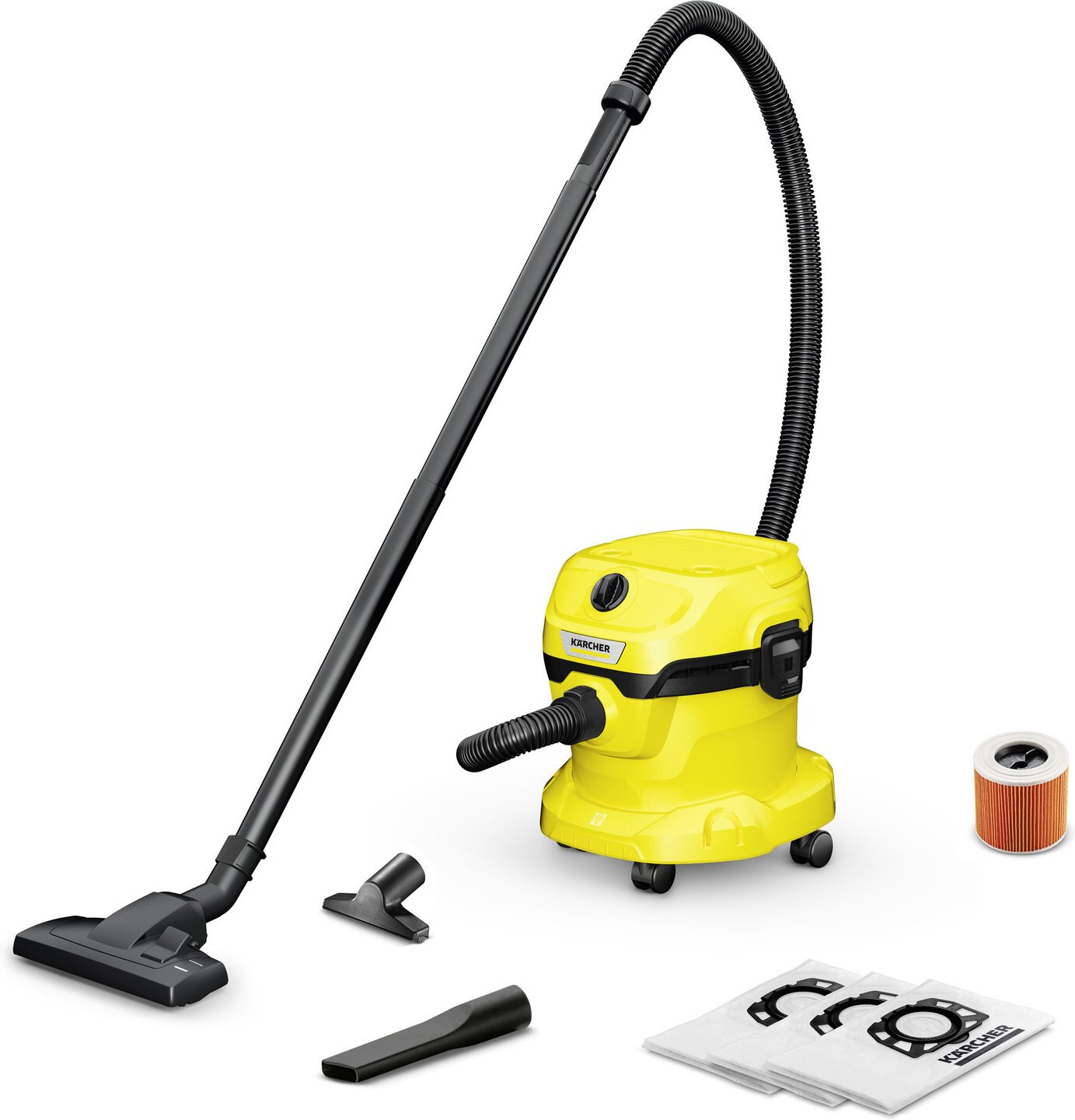 Строительный пылесос Karcher WD 2 Plus V-12/6/18/C, желтый