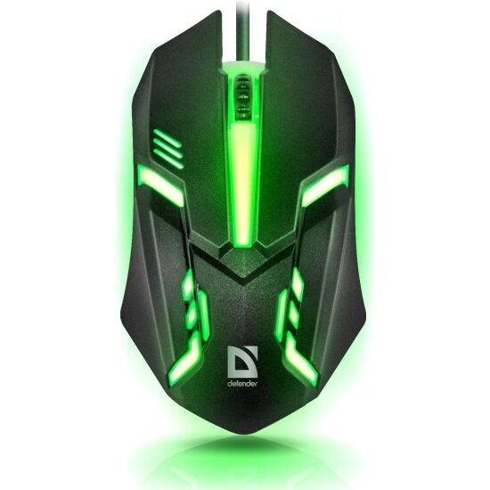 Мышь компьютерная игровая с подсветкой RGB Defender Cyber 1600 dpi черная