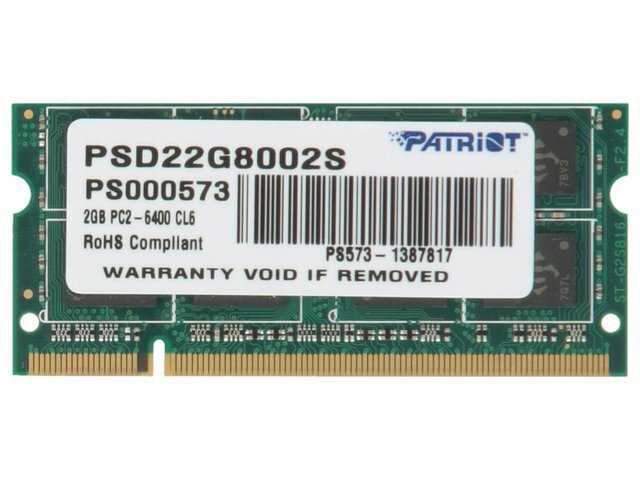 Модуль оперативной памяти Patriot Модуль оперативной памяти SO-DIMM 2ГБ DDR2 SDRAM Patriot PSD22G8002S (PC6400, 800МГц, CL6) (ret)