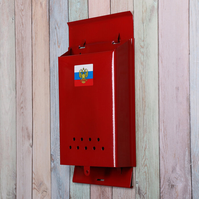 Ящик почтовый без замка (с петлёй), вертикальный, «Почта», бордовый - фотография № 4