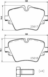 Колодки тормозные дисковые передние BMW 2 Active Tourer/2 Gran Tourer/5 Touring 13>20 Mini Mini Clubman/Mini Countryman 14>20 BREMBO P06093