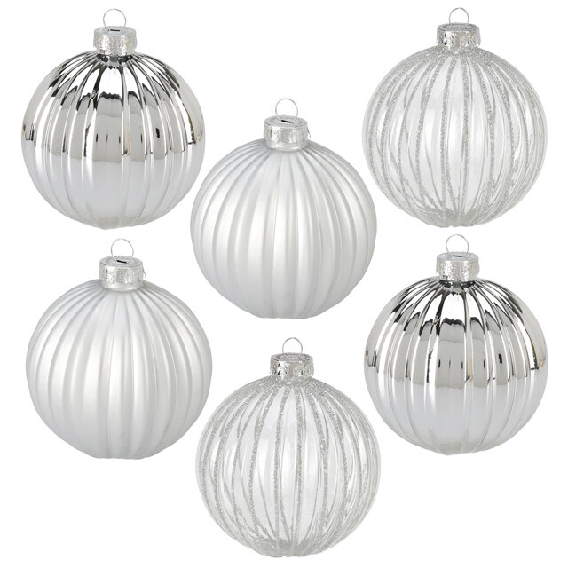 Koopman Набор стеклянных шаров Silver Glance 8 см 6 шт ABR707210
