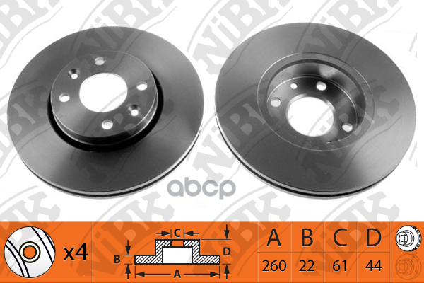 Диск Тормозной Передний Nissan/Renault/Lada Largus +Abs D=260Mm Nibk Rn1187 NiBK арт. RN1187