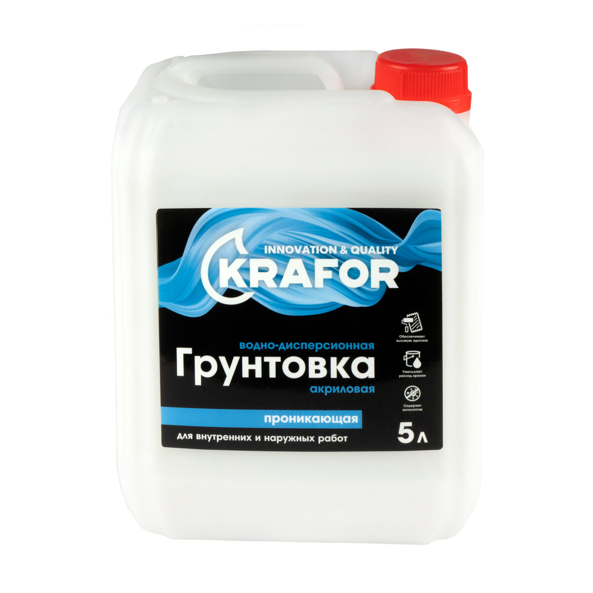 Грунтовка проникающая для наружных и внутренних работ Krafor 5 л