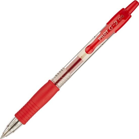 Ручка гелевая PILOT BL-G2-5-R (550006) авт. 0.3мм корпус пластик резин. манжета прозрачный красные