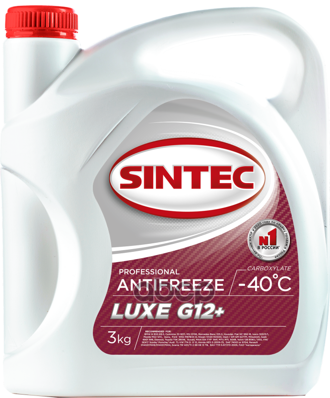 Охлаждающая Жидкость Sintec Antifreeze Lux G12 -40 Красный 3Кг SINTEC арт. 990464