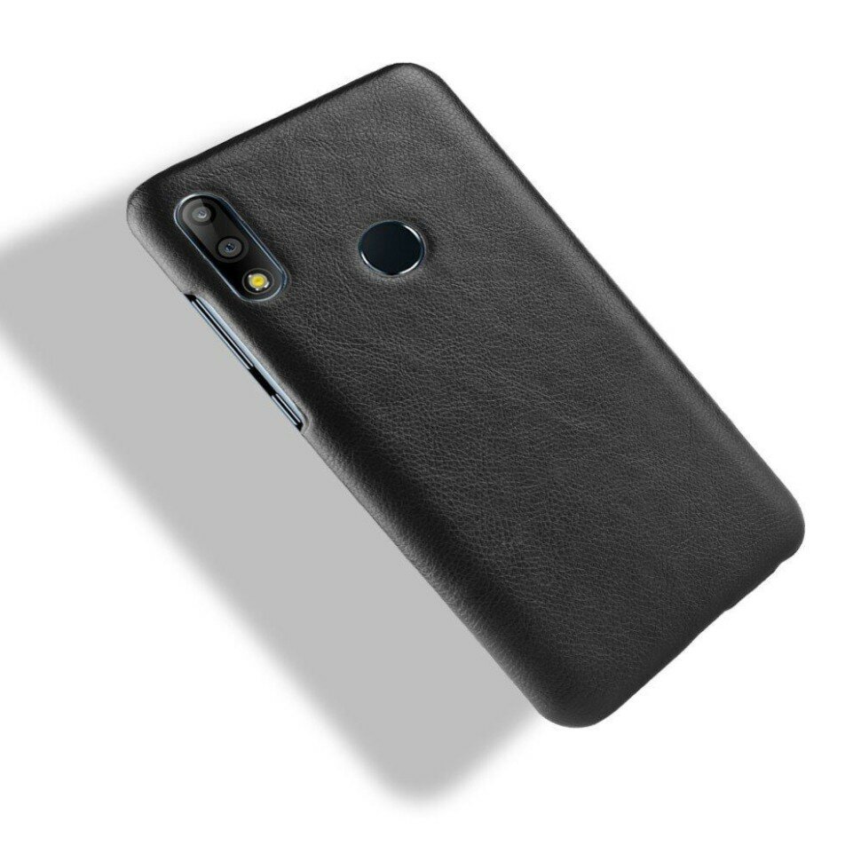 Кожаная накладка-чехол Litchi Texture для Asus Zenfone Max Pro (M2) ZB631KL (черный)