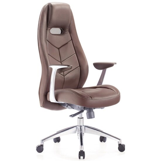Кресло руководителя бюрократ Zen/Brown коричневый кожа (алюминий)